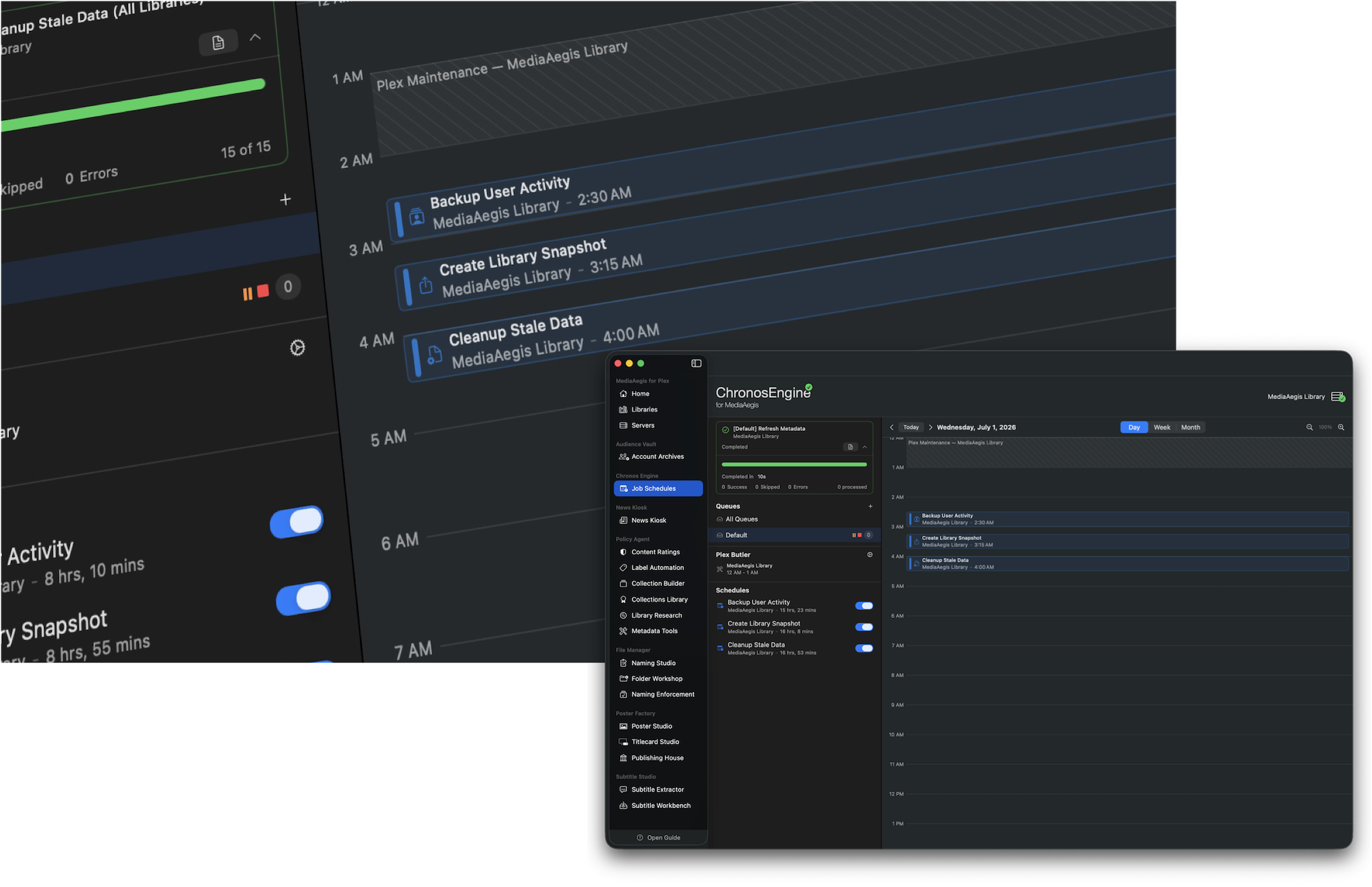 Chronos Engine scheduling calendar and job queue
